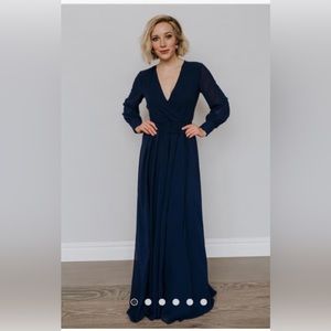 Maxi Dress long sleeve navy blue